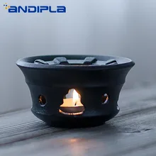 Винтажная черная дзен грубая керамическая чайная плита, керамический подсвечник, изоляционная основа для кофе, молока, нагреватель, грелка, домашний чайник, триветы