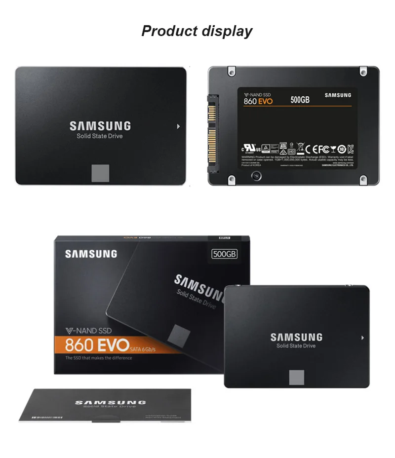 Samsung 860EVO MZ-76E250/MZ-76E500/MZ-76E2T0 250 ГБ 500 2 ТБ 2,5 дюймов SATA Внутренний твердотельный накопитель(SSD жесткий диск для ноутбука/настольного ПК