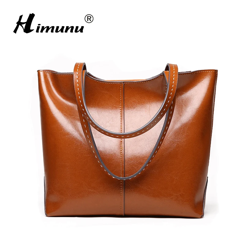 

New Women Handbag Oil Wax Leather Women Bag Large Capacity Totes Bag Ladies Shoulder Bags Real Genuine Leather Handbags