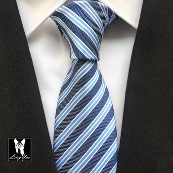 

8cm New Design Tie Jacquard Woven Tie Business Unique Blue Striped Necktie