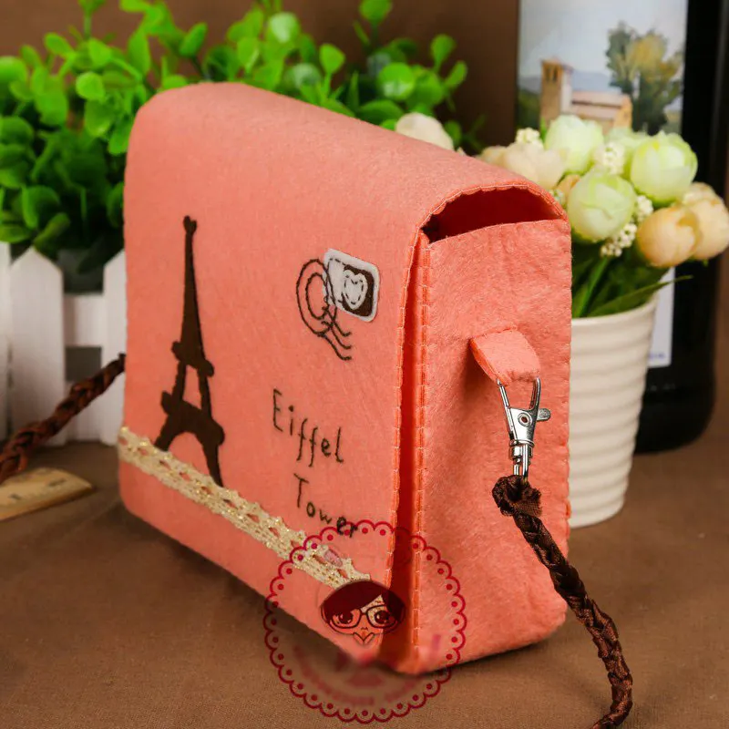 

Iron Tower Women Satchel Non-woven Felt DIY Material Package 13x16x5cm Needle Craft Satchel Nice Gift To Girls & Young Women