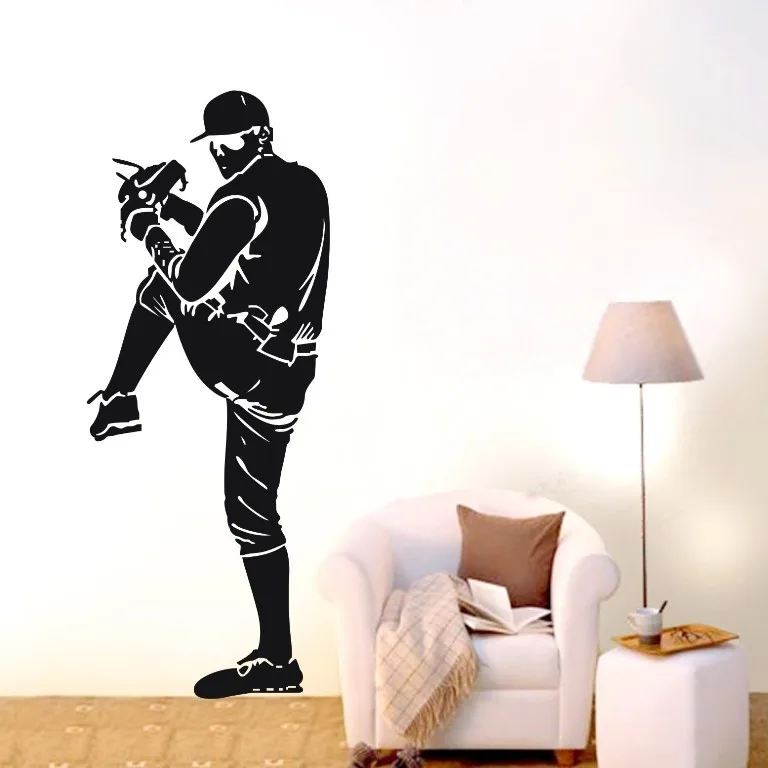 

Free Shipping-decor sticker Baseball player sports Wall Decor Removable Vinyl Decal Wall Sticker DIY Wall Mural