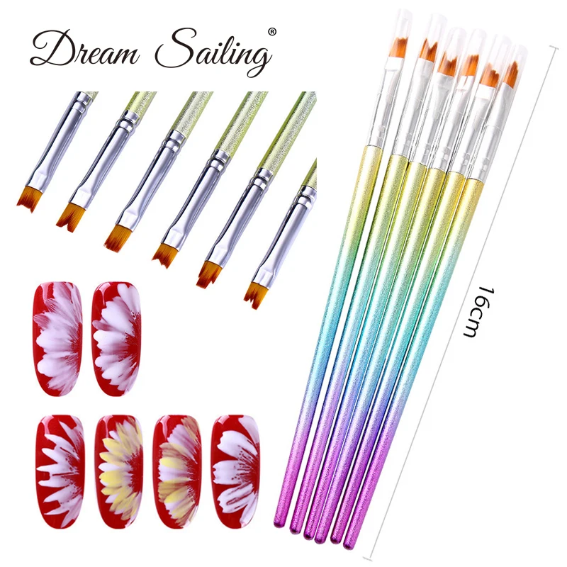 6 PCS of French Nail Art Painting Drawing Liner Brush Set UV Gel Polish