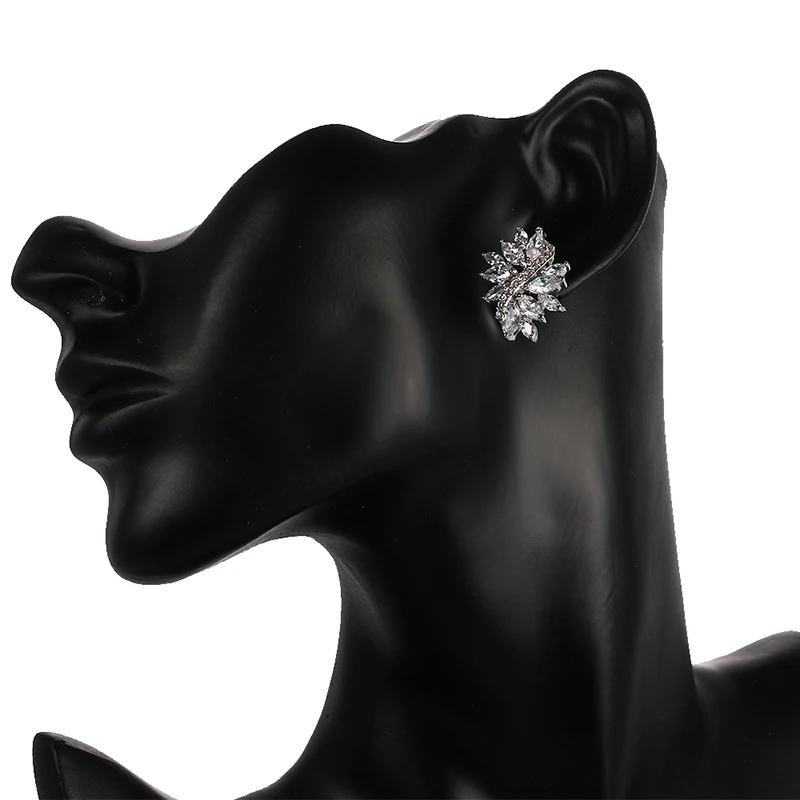 Роскошные серьги с цирконием кубической огранки в форме листа для женщин, модные серьги-гвоздики с кристаллами маркизы, украшения для ушей, серьги AE399