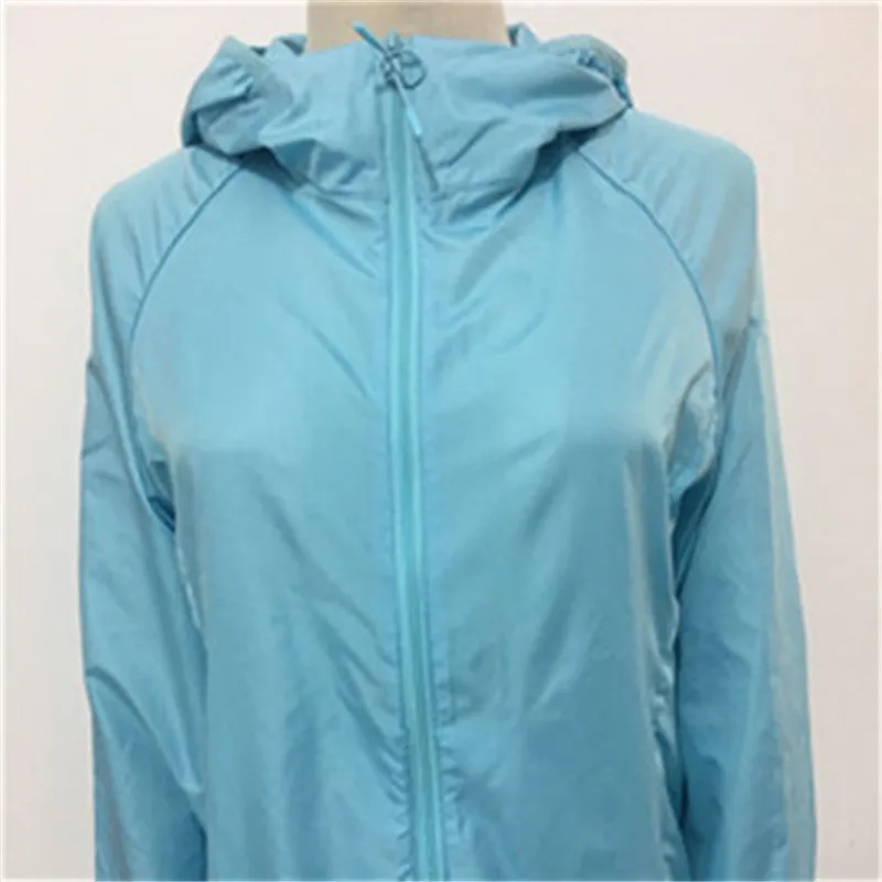Летняя Защита от солнца УФ Верхняя одежда Спорт на открытом воздухе бег легкая куртка для женщин и мужчин плюс размер пальто сплошной цвет Базовая куртка - Цвет: Lake Blue