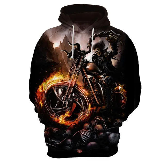 black skull hoodie men oversized sweatshirt with 2018 autumn and winter