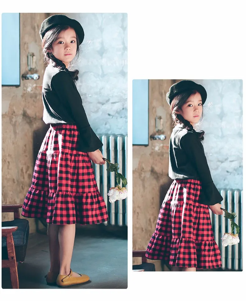 England style long skirts for baby teenage girls red plaid pleated skirt girl 2017 new spring autumn winter children clothing 5 6 7 8 9 10 11 12 13 14 15 16 years old little big teenage girls pleated skirts for kids (18)