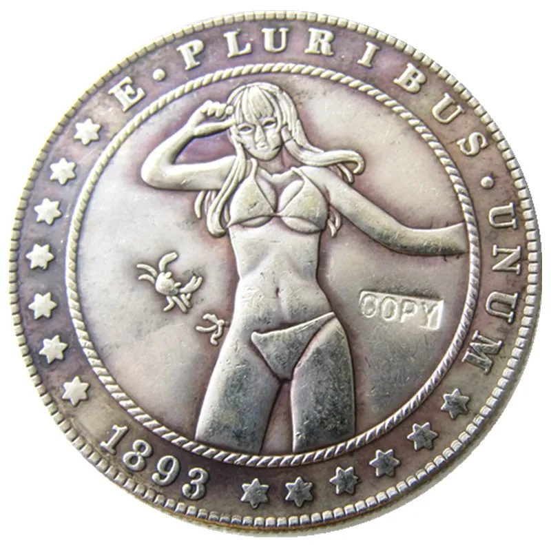 

HB(96)US Hobo 1893-P-S-O-CC Morgan Dollar Sexy Girl Hand Carved Creative Silver Plated Copy Coins