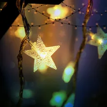 10 м светодиодный светильник-гирлянда со звездами, праздничный светильник s, сказочные фонарики для рождественской свадьбы, дня рождения, вечеринки, украшения, 220 В, ЕС, вилка, водонепроницаемый, JQ