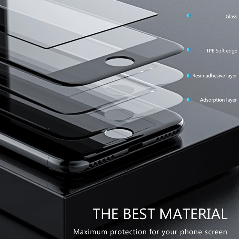 PZOZ schutz glas auf die für iphone 7 8 plus x screen protector gehärtetem glas 3D Weiche kante vol