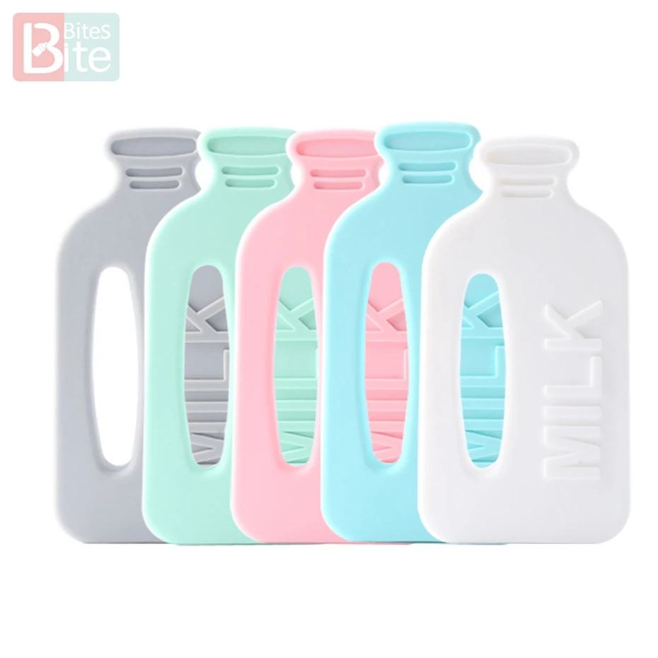 

Bite Bites 1pc Milk Bottle Silicone Teething Baby Bite Pacifier Chain Making BPA Free Food Grade Silicone Cartoon Baby Teether