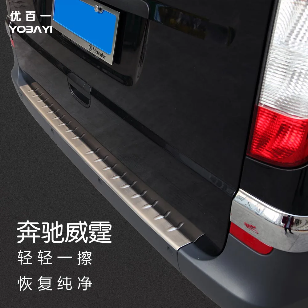 

Stainless steel rear bumper protector cover sill plate trunk trim accessories for 2010 2011 2012 up Benz Vito Viano