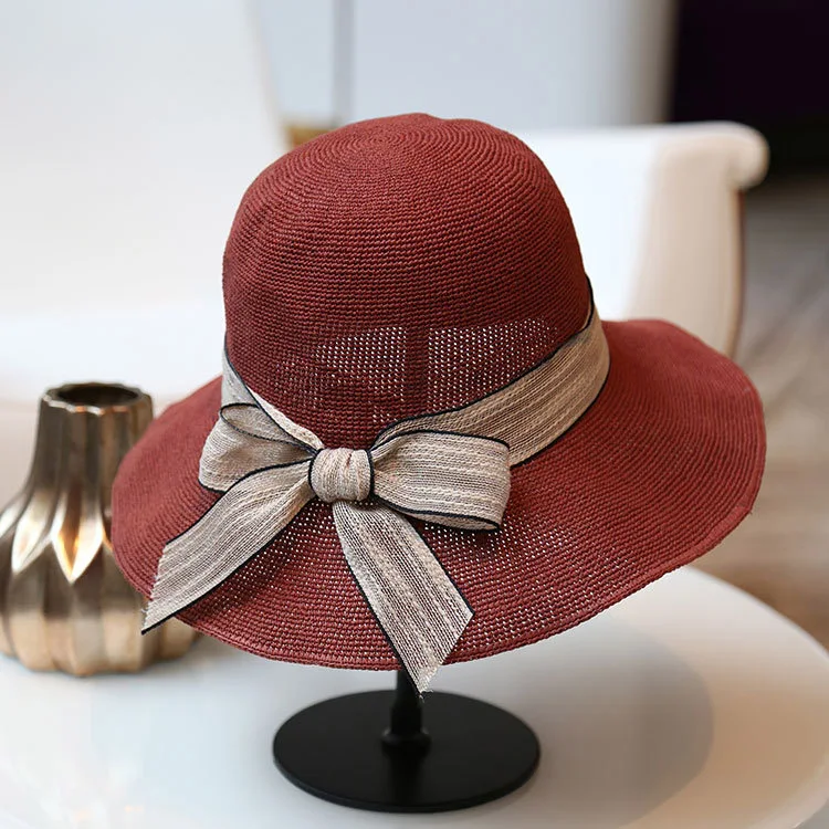 Модная женская солнцезащитная Кепка, женская соломенная шляпа для девушки, шапочка для путешествий с бантом