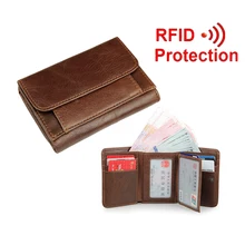 RFID blocking Genuine Leather men wallet Hot Fashion Famous Brand Man Wallets Purses Coin Bags Men’s Wallets Carteira Masculina