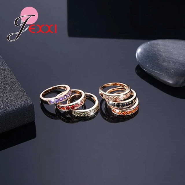 JEXXI Casual Daily Fashion Zircon Gold Color For Women Men Rings Lady’s Accessories Charms Fine Anniversary Valentines Gifts