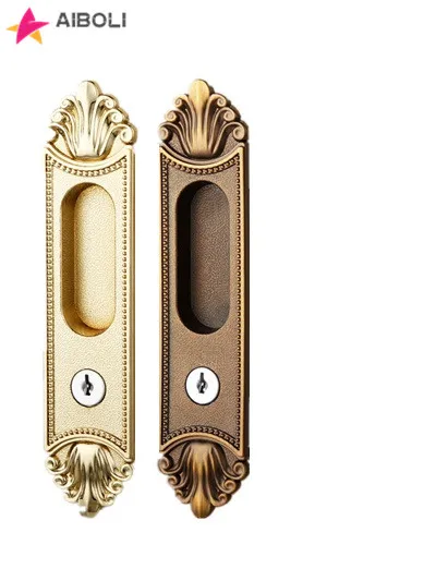 

European Mortice Sliding Door Lock Hidde Handle Interior Door Pull Lock Modern Anti-theft Room Wood Door Lock Furniture Hardware