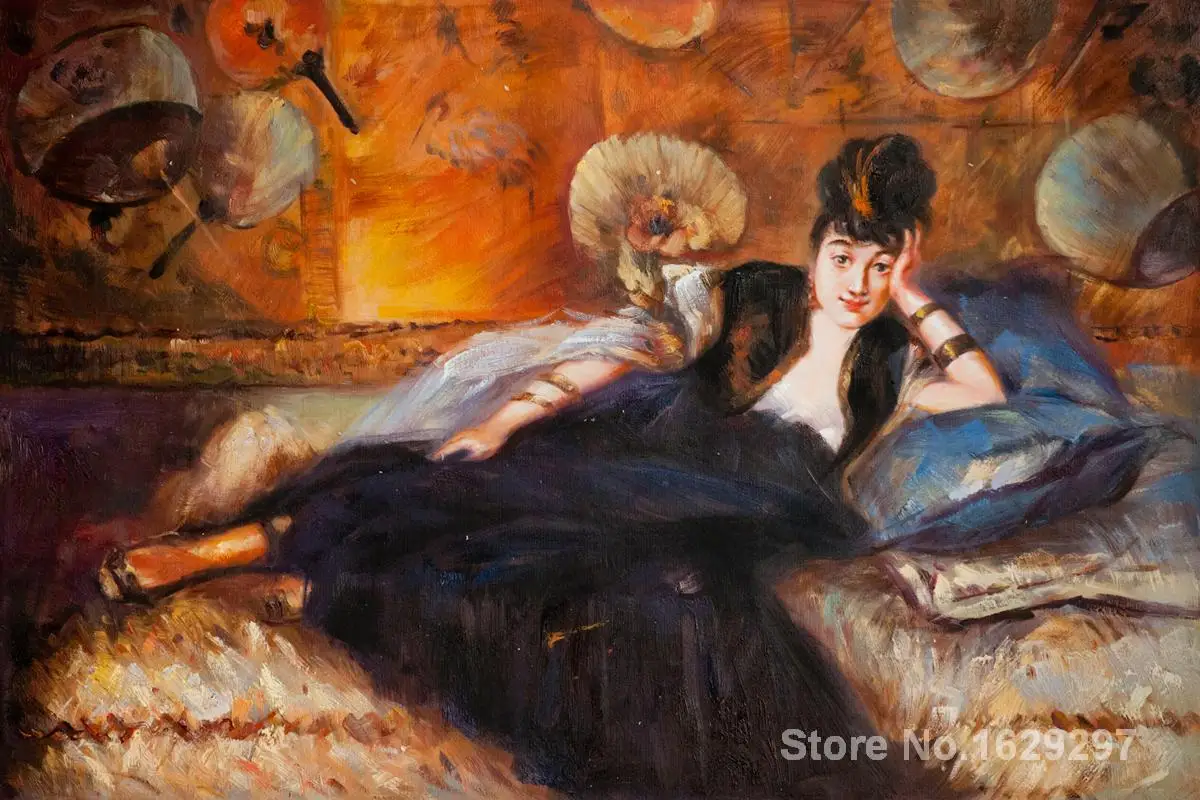 

Portrait art abstract Lady with Fans Portrait of Nina de Callais by Edouard Manet High quality Handmade