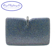 Королевский Соловей большой AB серебро белые кристаллы клатчи вечерние сумки и сумки для женщин Свадьба Выпускной вечер Вечеринка