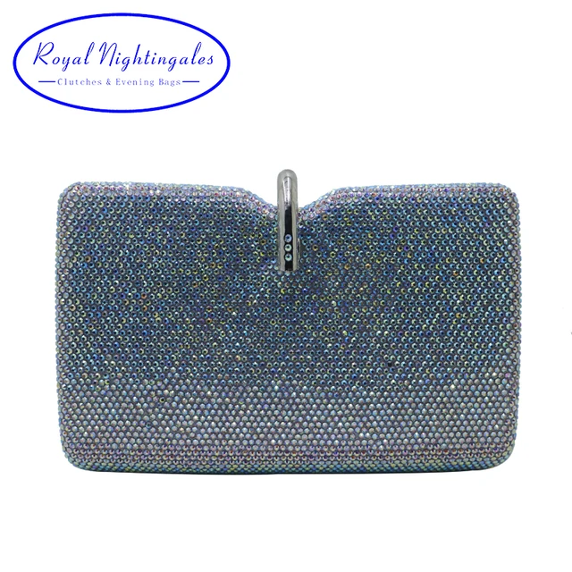 Us 35 55 Off Royal Nightingales Large Ab Silver White Crystals Clutches Evening Bags And Handbags For Womens Wedding Prom Party In