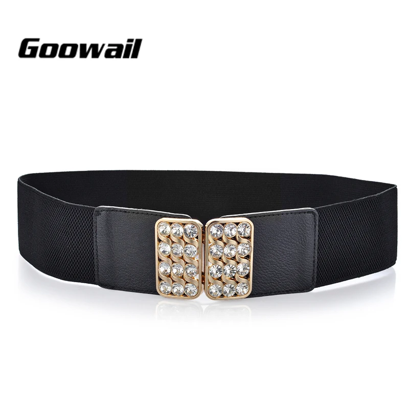 

Goowail fashion Brand Luxury Rhinestone belts for women high quality Elastic female wide strap for ladies dress accessoriesies