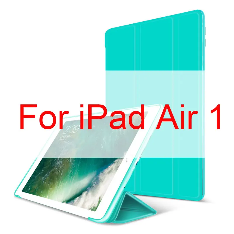 Для iPad Air 2 Air 1 чехол 9,7 дюйма, ультра тонкий легкий Чехол из искусственной кожи+ Мягкий силиконовый чехол для задней панели, умный чехол с функцией автоматического сна - Цвет: air 1 green