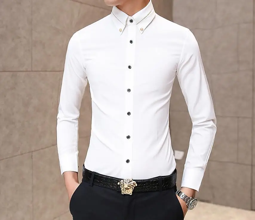 M-2XL Горячая лето мужской отдых чистый цвет Вымойте и одежда рубашка с длинным рукавом стилист модная классическая рубашка