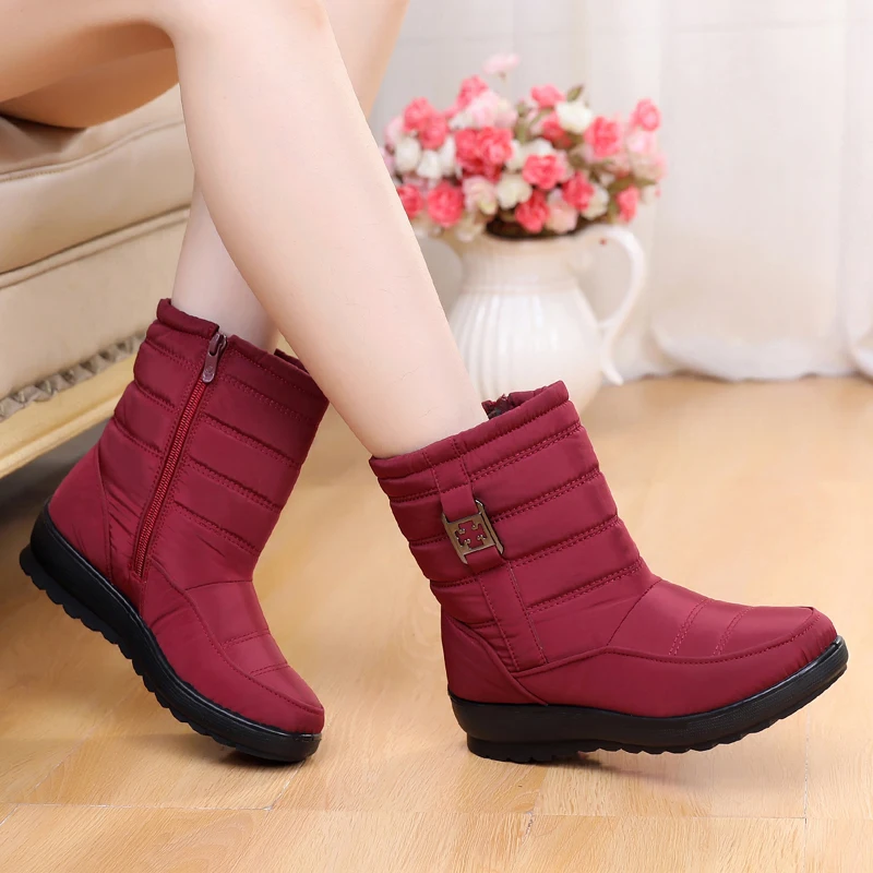 

Winter boots Ankle Women Snow Boots plush Warm shoes Plus size 35 to 41 easy wear girl zip shoes zip hot mum waterproof boots
