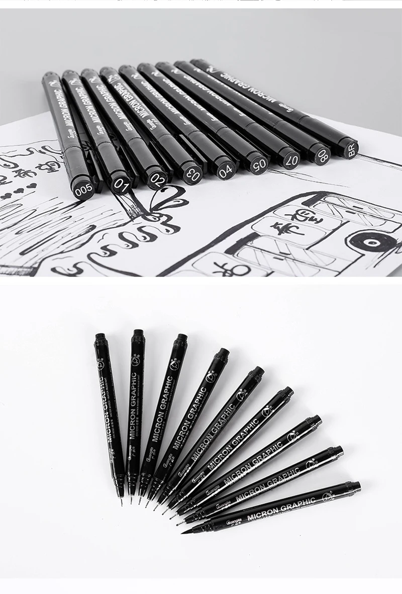 GN водонепроницаемый пигментный лайнер на водной основе эскизная ручка комиксы почерк каллиграфия ручка маркер ручка для рисования школьные канцелярские принадлежности
