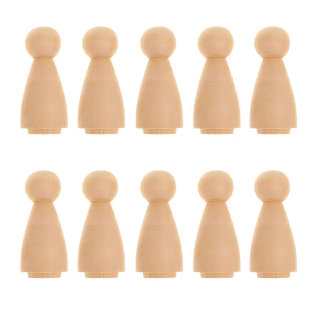 10x Wooden Peg Dolls Acorn Snowman Tree Unfinished Paint Stain DIY Crafts