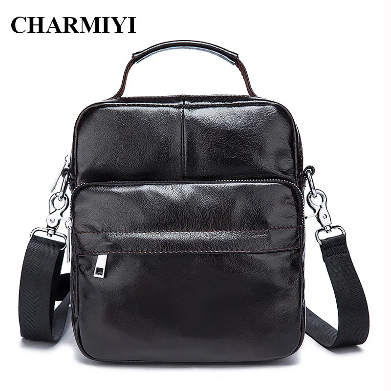 

CHARMIYI 2017 Genuine Leather Small Men Shoulder Bag Brand Men Casual Crossbody Bags Man Black Tote Messenger Bags Mini Handbags