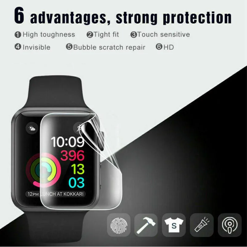 

3D Full Edge Cover Anti-Shock TPU (Not Glass) Clear Protective Film For iwatch Apple Watch Series 4 40mm 44mm Screen Protector