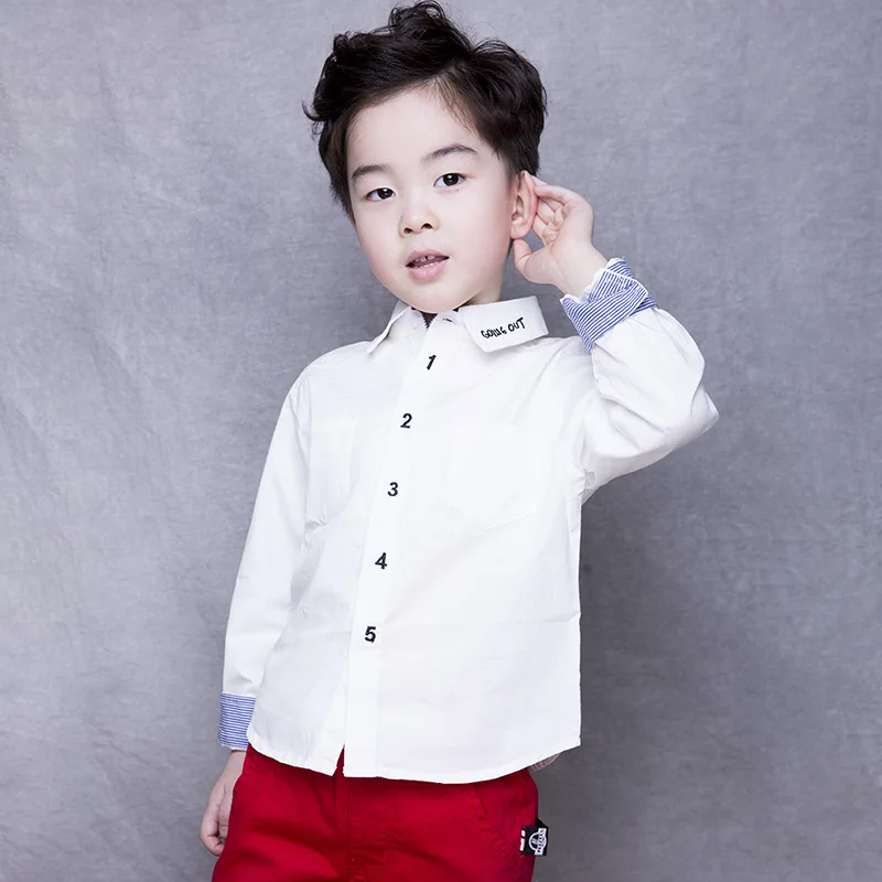 

2020 New Boys White Shirts Spring Autumn Blue Casual Europe And America Long Sleeve Shirt Stripes Fashion Baby Children's Shirt