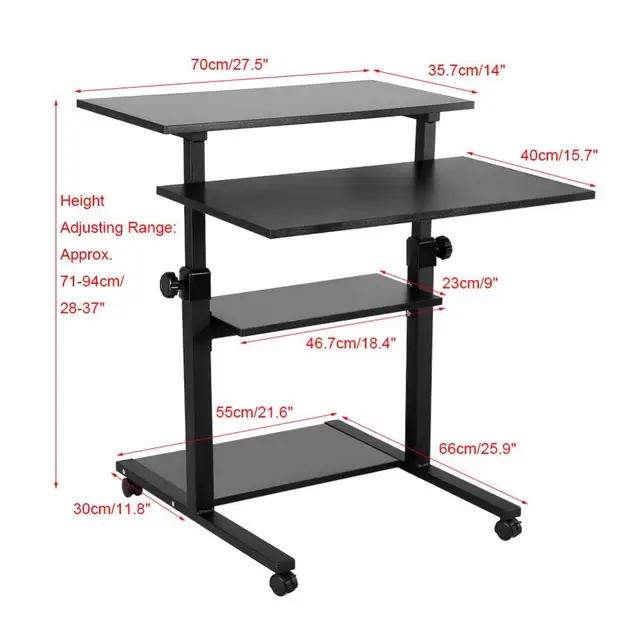 Online Shop Wood Mobile Computer Desk Work Station Desk Adjustable
