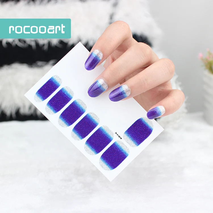Rocooart маникюрные наклейки для ногтей цветные блестящие с градиентом Дешевые