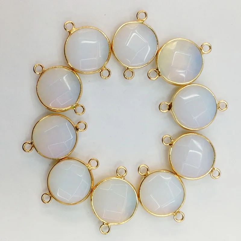 Fashion 12pcs opal natural Stone Necklace Gold plating metal connectors