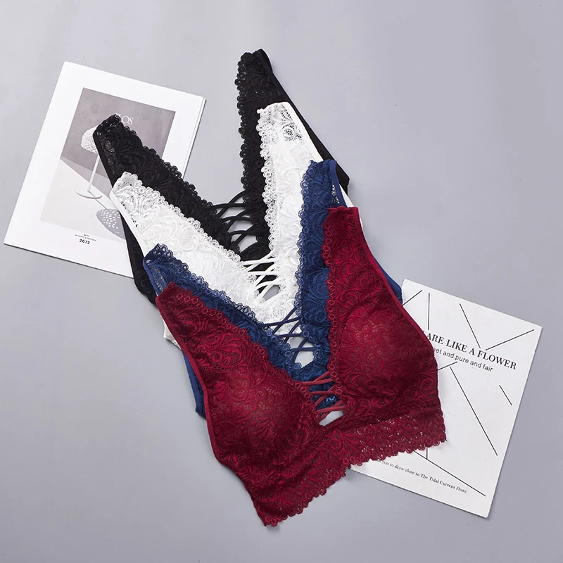 

Sexy Lace Wrapped Chest Women Sleeveless Crop Tops Tanks Tops New Fashion Deep V-Neck Vest Camisole