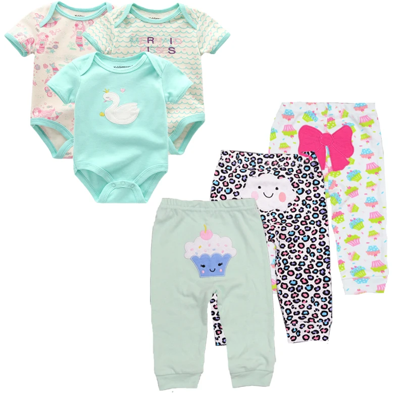 

6 PCS/lot Short Sleeve Baby Romper +pant Cartoon boys Clothes sets 2019 Summer girl baby jumpsuit Kids Baby Outfits Clothing