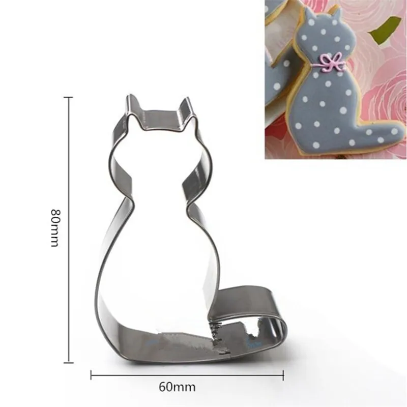 5pcs/set Stainless Steel Cookie Cutter Cute Cat Shape Fondant Biscuits Tools Sugar Craft Bakery Bakeware