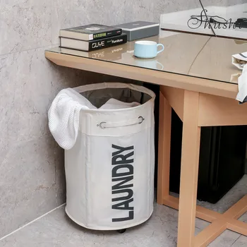 

SHUSHI large waterproof folding laundry organizer bag collapsible roller cart laundry hamper home hotel sundries storage basket