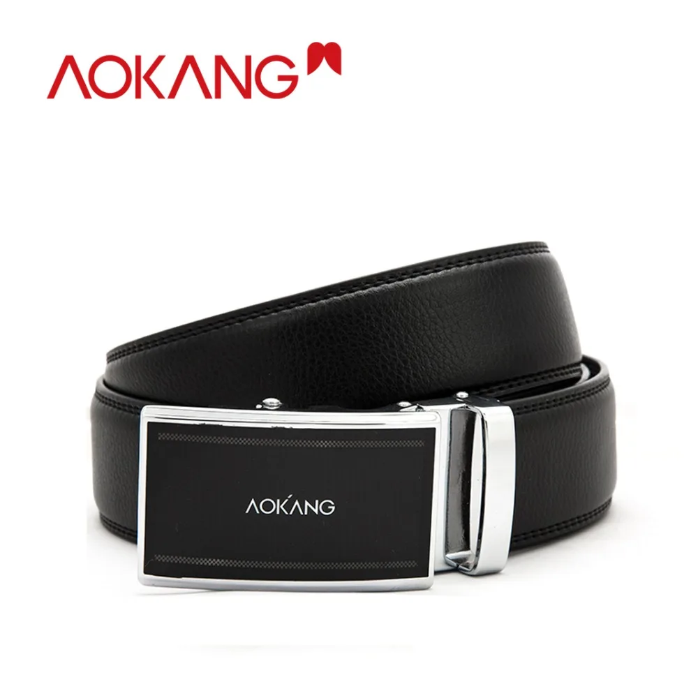 

AOKANG brand genuine leather mens belts strap male belts new fashion automatic shiny buckle leather belt for man high quality