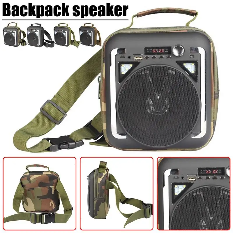 

Backpack Bluetooth Speaker With LED Night Light Flashlight Power Bank TF Card U Flash Disk 20W Waterproof Speaker
