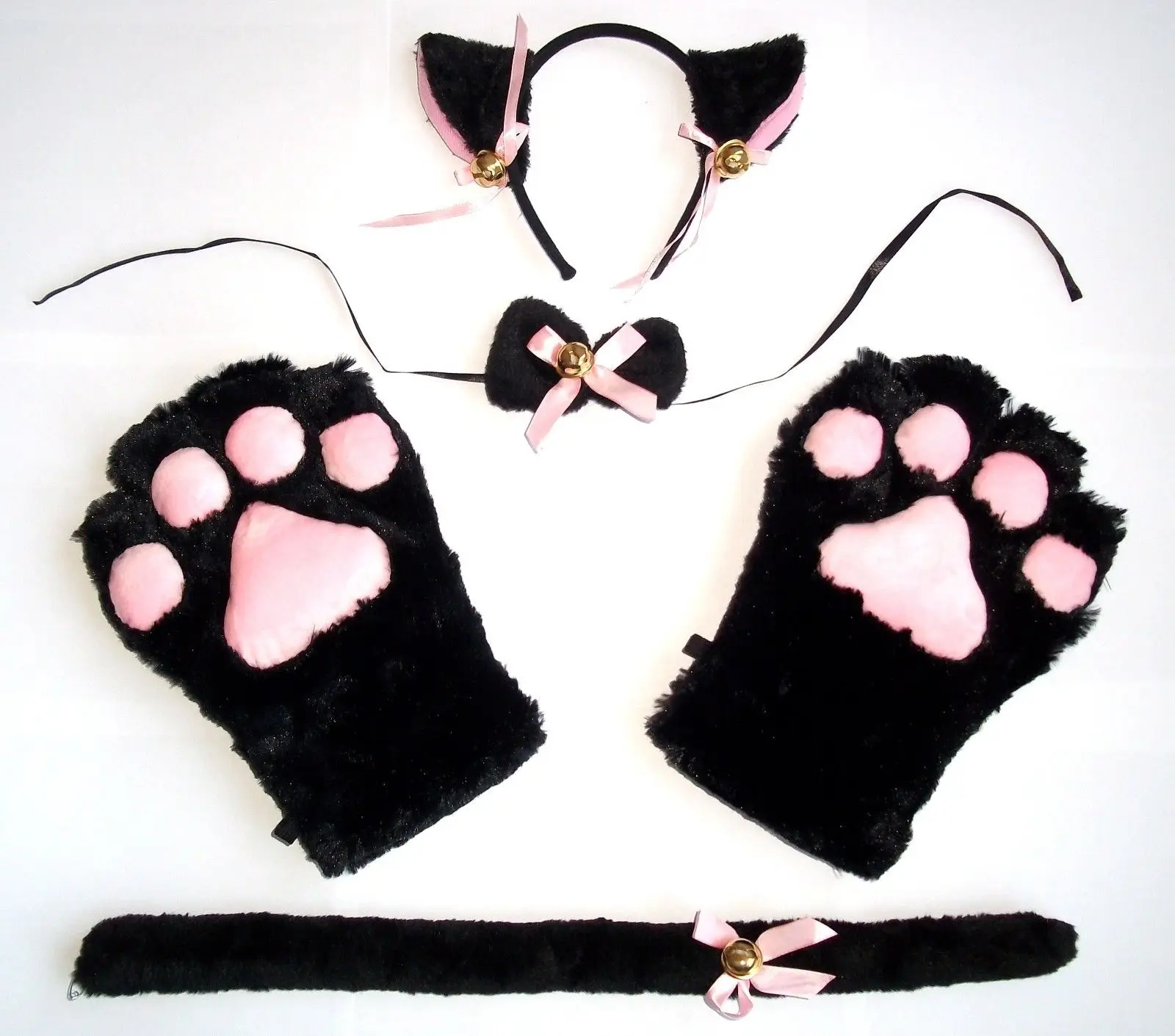 Orejas de Zorro Cola gato воротник лапы Косплей Аниме Neko Traje Felpa Garras Guantes Lazo Cola|cosplay paw|guantes