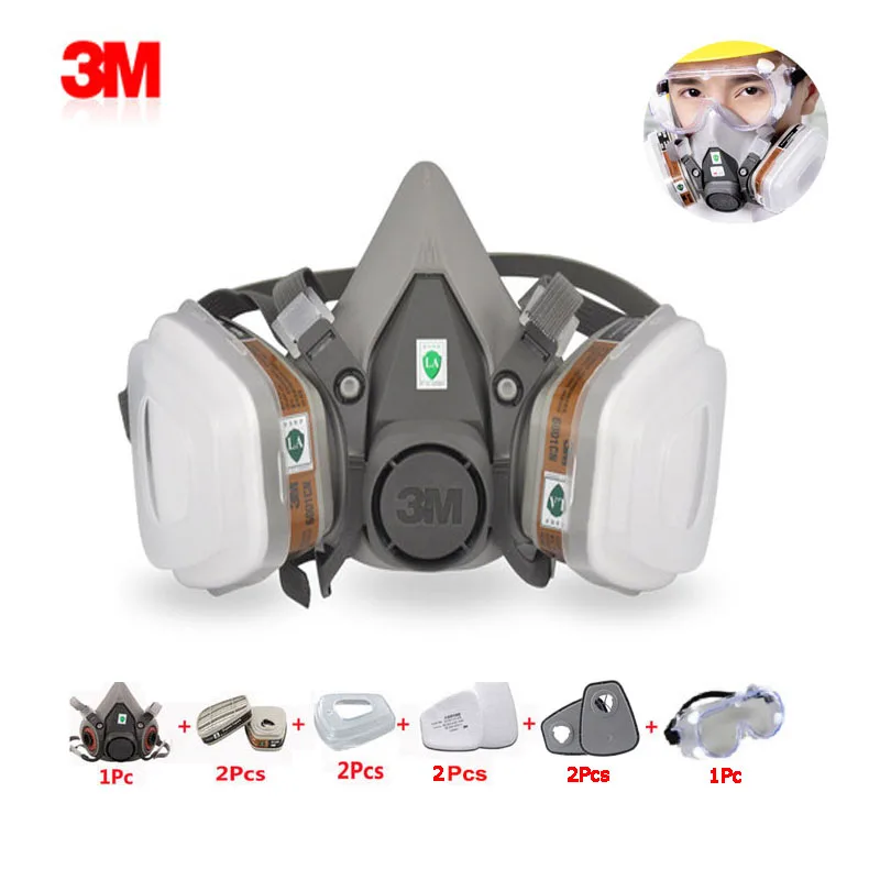 

3M 6200 Gas Mask 10 in 1 Organic Gas Chemical Industrial Paint with 6001/603/5N11 Filter Dustproof Anti-gas Protective Half Mask