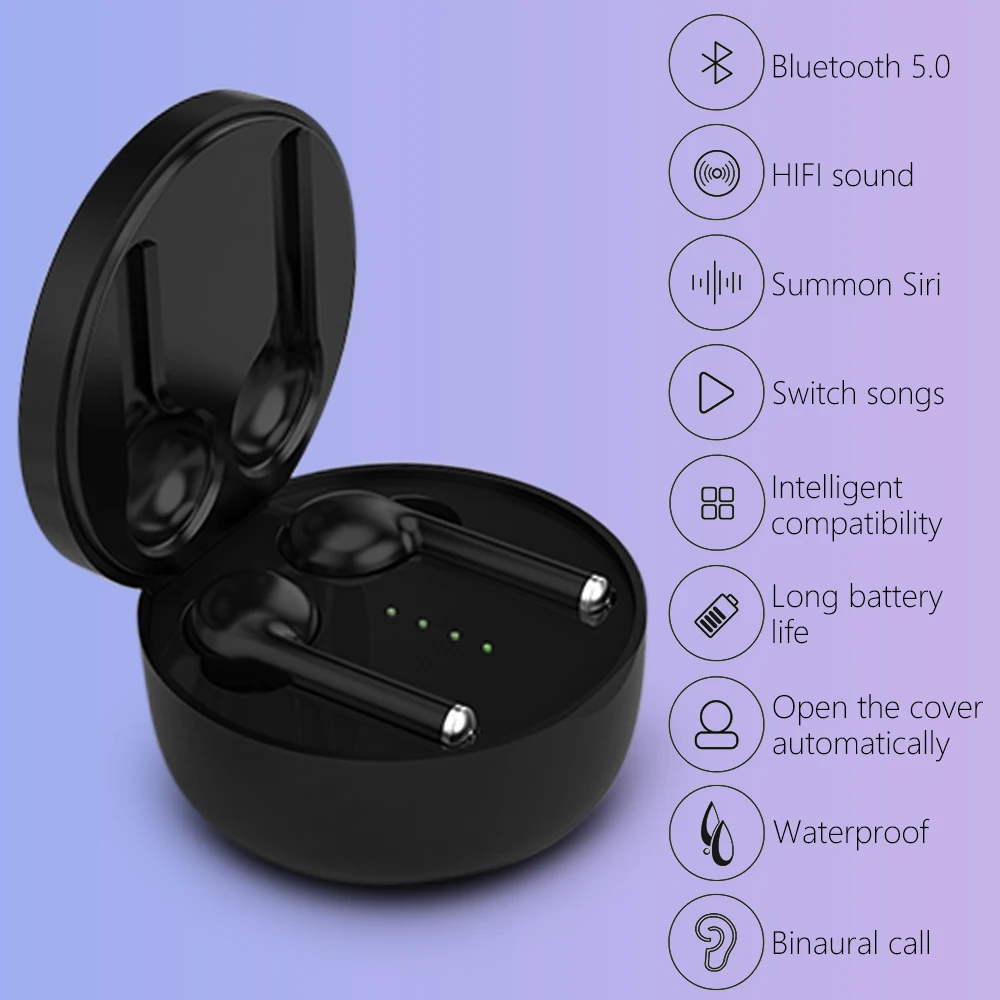 5 0 Bluetooth наушники TWS Беспроводные стерео с микрофоном в ухо спортивные