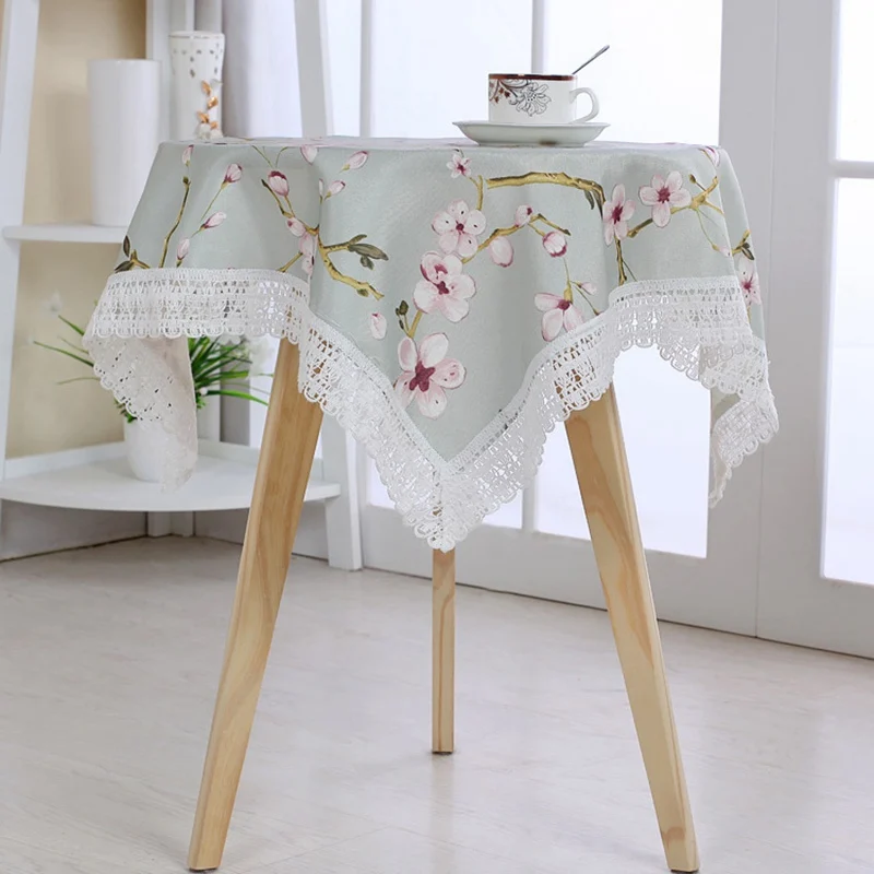 الجدول الملابس القطن للأحداث الكتان حزب سماط جولة الجدول غطاء زينة الزفاف زهرة المطبوعة مربع مفرش