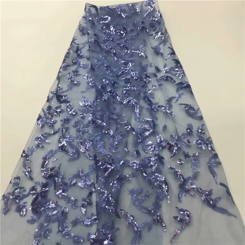 

2019 New Arrival African Lace Fabrics High Quality blue Color France Cord Lace Guipure Lace Fabric For Nigerian Sequins Lace