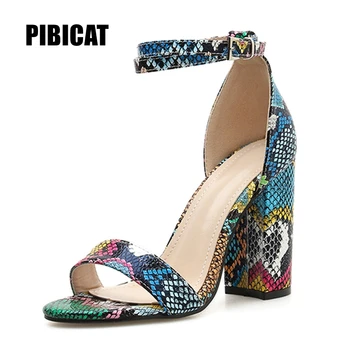 

snake print sandals shoes women high heels italian ladies party shoes fashion sexy block heel shoes ankle strap heels strapsanda
