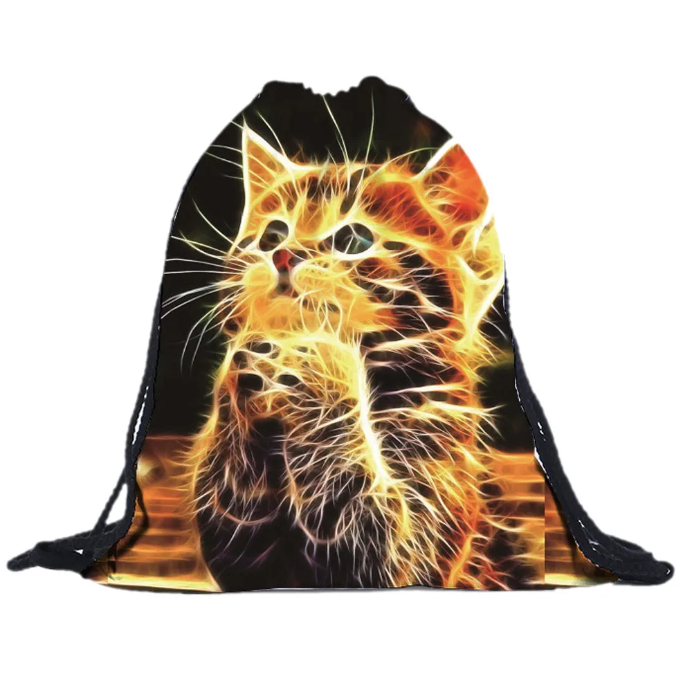

ISHOWTIENDA Drawstring Backpack custom logo with drawstring pouch Unisex 3D Printing Cat Drawstring Bags logotipo personalizado