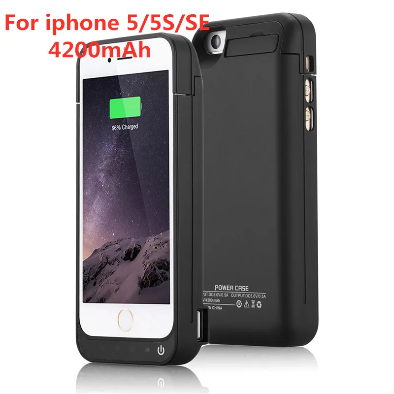 

4200mAh Portable Power Box for External Battery Power Pack Charger Cover for iPhone 5 5S SE Battery Case