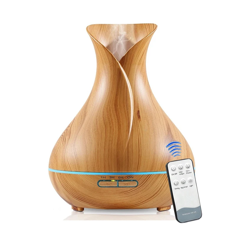 

550ML Remote Control Essential Oil Aroma Diffuser With Wood Grain Aromatherapy Diffuser For Home Office Ultrasonic Humidifier